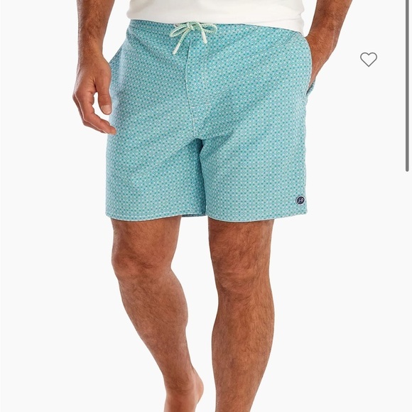 Johnnie O Mens Cruz Printed Swim Shorts Blue White Pockets Sz XXL - Picture 1 of 15